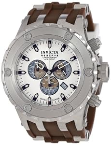 Invicta Men's 14172 Subaqua Reserve Chronograph Silver Dial Brown Polyurethane Watch