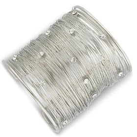 Hand Wrapped Wire Cuff Bracelet with Shimmering Rhinestones: Jewelry