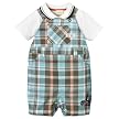 Newborn Boys' Classic Pooh 2-piece Plaid Shortall Set - Laguna Blue