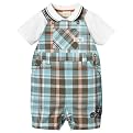 Newborn Boys' Classic Pooh 2-piece Plaid Shortall Set - Laguna Blue