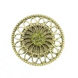 Peridot Center Brass Flower Cocktail Ring