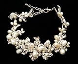 Handmade Austrian Swarovski Crystals With Fresh Water Pearl Bracelet 0495