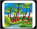 Decorated Mouse Pad with palm trees, coconuts, farming