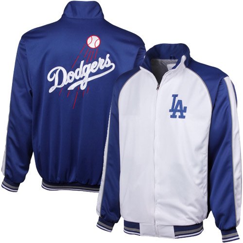 L.A. Dodgers Men's Loyalty Track Jacket - White/Royal Blue (Medium)