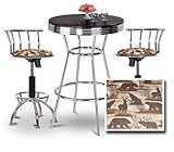 Chrome Bar Table & 2 Chrome Adjustable 24