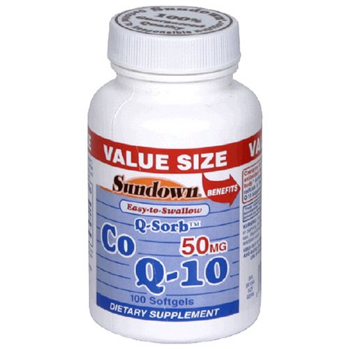 Sundown Q-Sorb Co Q-10, 50 mg, Value Size, 100 Softgels (Pack of 2)