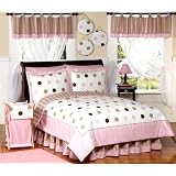 Pink and Brown Modern Dots Childrens Bedding 4pc Twin Set