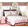 Pink and Brown Modern Dots Childrens Bedding - 4pc Twin Set