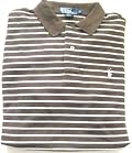 Mens Polo Ralph Lauren Mesh Classic Polo in Brown / White Stripes (SIZE LARGE)