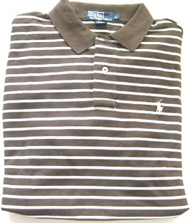 Mens Polo Ralph Lauren Mesh Classic Polo in Brown / White Stripes (SIZE LARGE)