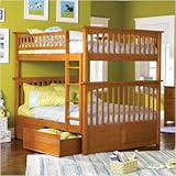 Atlantic Furniture Columbia Full Over Full Bunk Bed, Caramel Latte with Raised Panel Bed Drawers