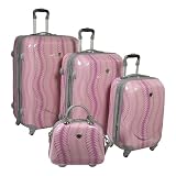 International Traveller Shiny Palm Print 4 Piece Luggage Set