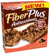 Kellogg's FiberPlus Bars, Dark Chocolate Almond, 5-Count Bars (Pack of 12)