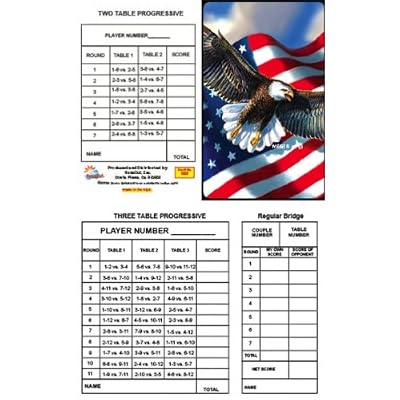 Bridge Tallies - Patriotic Eagle - (12 Pack) 2 & 3 Table Progessive