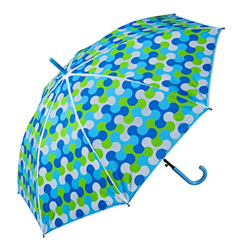 RanyZany Boys Playful Puzzle Umbrella, Blue and White