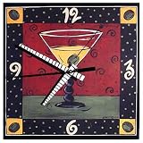 Decoupage Art Wall Clock - Martini Time