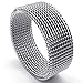 KONOV 8mm Flexible Stainless Steel Screen Mens Womens Ring, Woven Mesh Band, Silver