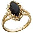 14Kt Yellow Gold Marquise Cut Antique Style Cabochon Onyx Ring