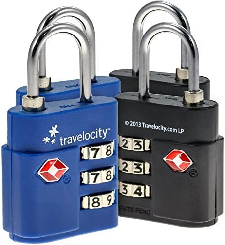 4 Pack TSA Approved Combo Luggage Travel Locks Red Indicator Alert Pop-Up When Opened Combinations Triple Dial