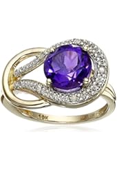 10k Yellow Gold, Gemstone, and Diamond Love Knot Ring