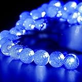 Juzihao 6.5M 30球 ソーラーLEDイルミネーション & 水晶球形LEDライト & ストリングライト & バ ブルビーズライト——祝日/クリスマス/結婚式/ガーデン/パーティ/室外など飾り