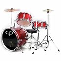 GP50 3-Piece Junior Child/Kids Drum Set with Sticks - Metallic Red