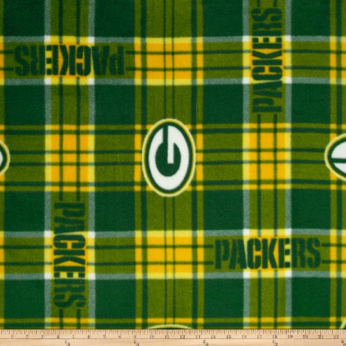 NFL Greenbay Packers Plaid Fleece Green/Yellow Fabric By The Yard