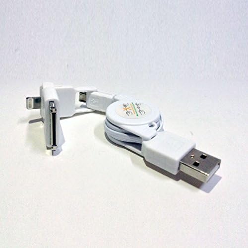 CHENRUI New design 3 in 1 Retractable Charge & Sync Cable: 8 Pin,30Pin and Micro USB Tip For Apple iPhone 5 / 5S / 5C, iphone4/4s,iPad Mini 1st and 2nd Gen , iPad 4 / iPad Air, iPod Nano 7 / Touch 5 & HTC, Samsung, Sony and Other Device that with Micro USB Port (white)