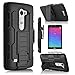 LG LEON Case, Starshop Full Protection Dual Layers Hybird Case with Kickstand and Locking Belt Swivel Clip + Premium Screen Protector Black