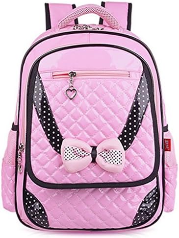 Pink Leather Double Shoulders Backpack for Girls