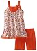 Young Hearts Girls 2-6x Floral Ruffle Jersey and Mesh Biker Short Set, Orange, 2T