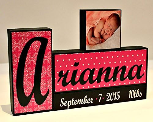 Baby Name Block Personalized with Birth Stats and Photo - New Baby Shower Gift