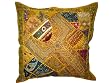 Golden Yellow Ethnic Tapestry Beaded Floor Pillow Cushion Cover 24