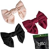 BMC Womens Satin Big Bow Hair Clip Barrette Accessory - Solid Colors Mixed Lot