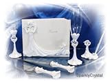 Wedding Guest book, Toasting glasses, cake knife and pen set W145F