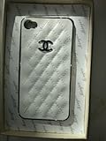 White and Silver Leather designer inspired Iphone 4 Case