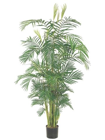 Pack of 2 Decorative Areca Palm Trees with Round Pots 9'