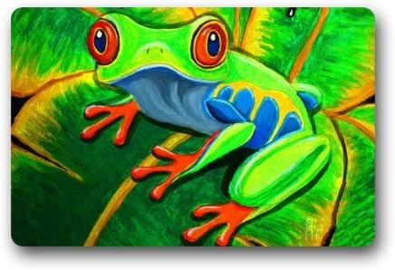 Particular Discount Endangered Red Eyed Tree Frog And Lotus Leaf Door Mat Washable Doormat Mat 23.6"(L) x 15.7"(W)