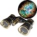 Theater Glasses Binoculars with Red Reading Light / Black with Gold Trim w/ Necklace Chain by HQRP plus Coaster