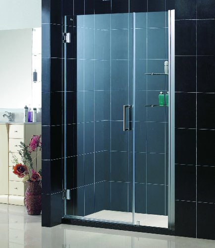 DreamLine SHDR-20457210S-01 Unidoor Frameless 45â-46â Adjustable Shower Door with Glass Shelves, Chr