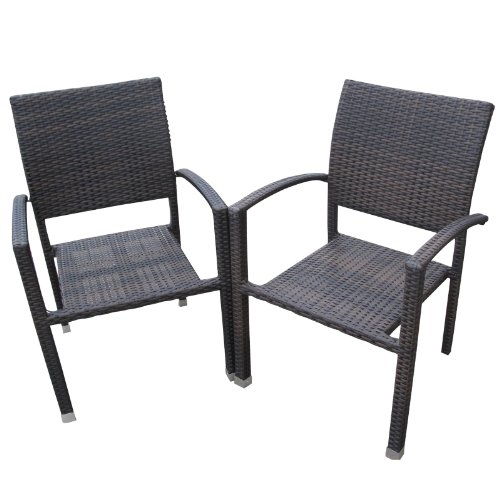 LexMod Bella Outdoor Stackable Dining Chairs, Dark Chocolate