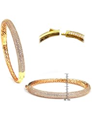 Sterling Silver with Cubic Zirconium Locking Clasp Bangle