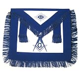 Thumbnail image for Masonic Blue Lodge Apron with blue fringe for the Freemason