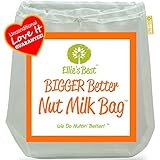 Pro Quality Nut Milk Bag - Big 12"X12" Commercial Grade - Reusable Almond Milk Bag & All Purpose Strainer - Fine Mesh Nylon Cheesecloth & Cold Brew Coffee Filter - Free Recipes & Videos