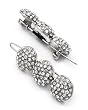 2 Silvertone Clear Rhinestone Balls Metal Snap Hair Barette Clips