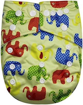 See Diapers Pocket Baby Cloth Diaper 2 Microfiber Inserts Adjustable (Elephant)