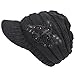 Women's Cable Knit Visor Hat with Flower Accent