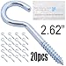 Shells 20PCS Silver Color Zinc Plated 2.62 Inches Metal Cup Hooks Round End Screw Hooks Self-tapping Screws Hooks