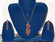 Gift for Wife-costume Jewelry Necklace Set and Earring in Antique Silver Finish and Ruby Color Stones (Brand New) Free Shipping