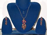 Gifts for Womens Costume Set necklace and earrings in Antique Silver finish and ruby red color Stones Free Shipping 51pp4BC28PL. SL160 Gifts for Womens Costume Set necklace and earrings in Antique Silver finish and ruby red color Stones Free Shipping